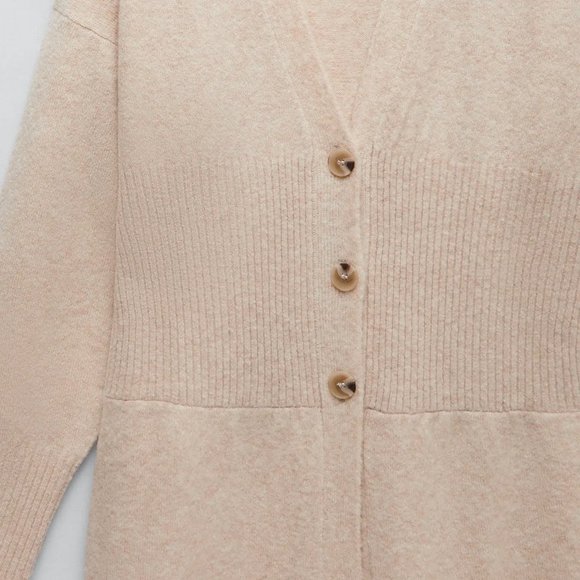 NEW Zara Wool Blend Long Maxi Duster Cardigan Sand - Picture 10 of 11